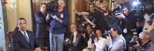 Barak Obama antes de una comparecencia de prensa. Fuente:AFP