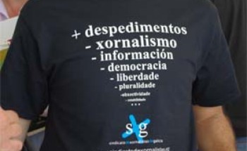 Camiseta elaborada por el Sindicato de Xornalistas de Galicia