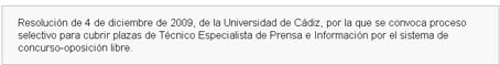 Detalle de las ofertas de trabajo publicadas en el BOE