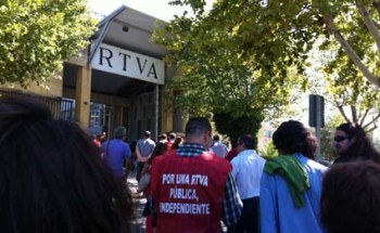 Protesta de los trabajadores de Canal Sur hoy