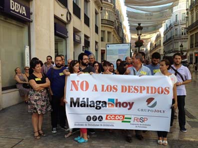 Protesta de los trabajadores del Málaga Hoy en octubre por el ERE del Grupo Joly